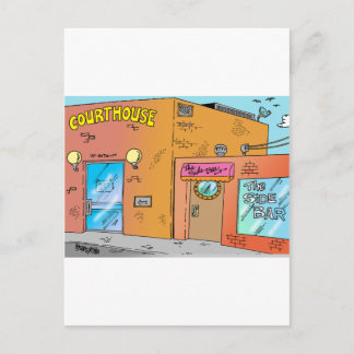 Courthouse Cartoon Postkarte