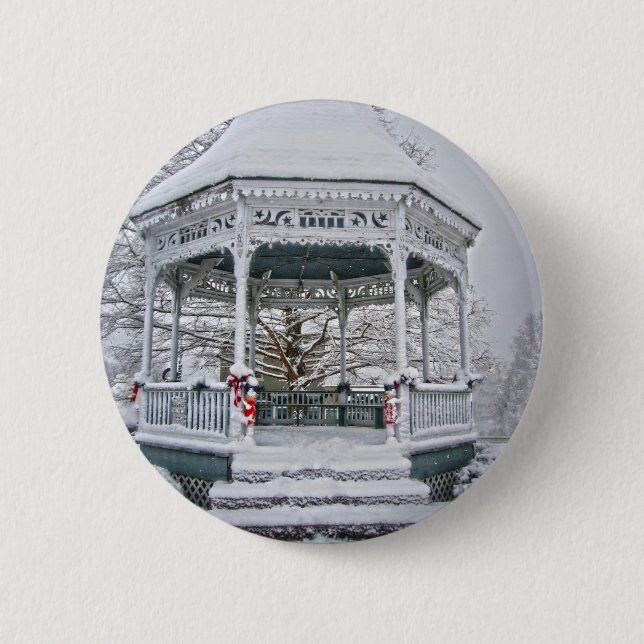 Courthouse Gazebo im Schnee Button (Vorderseite)