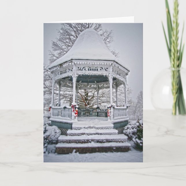 Courthouse Gazebo im Schnee Feiertagskarte (Vorderseite)