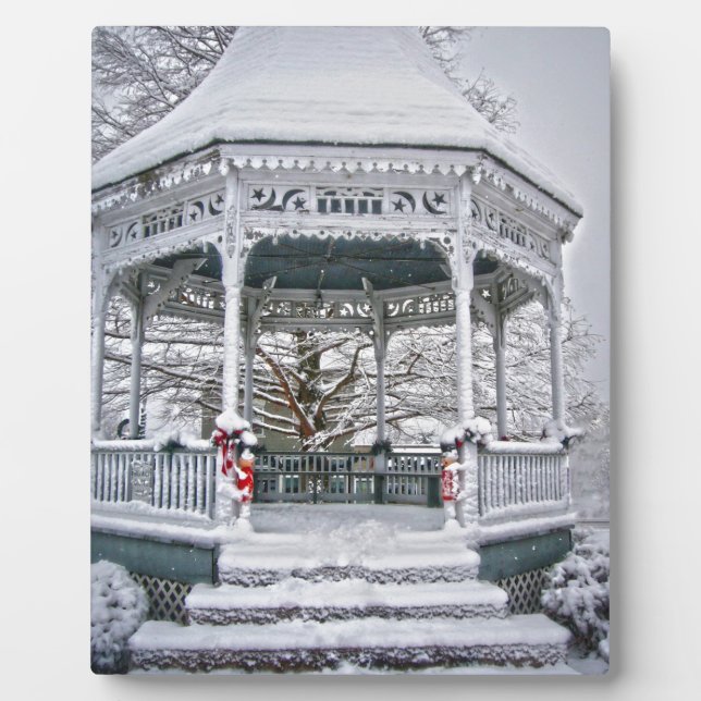 Courthouse Gazebo im Schnee Fotoplatte (Vorderseite)