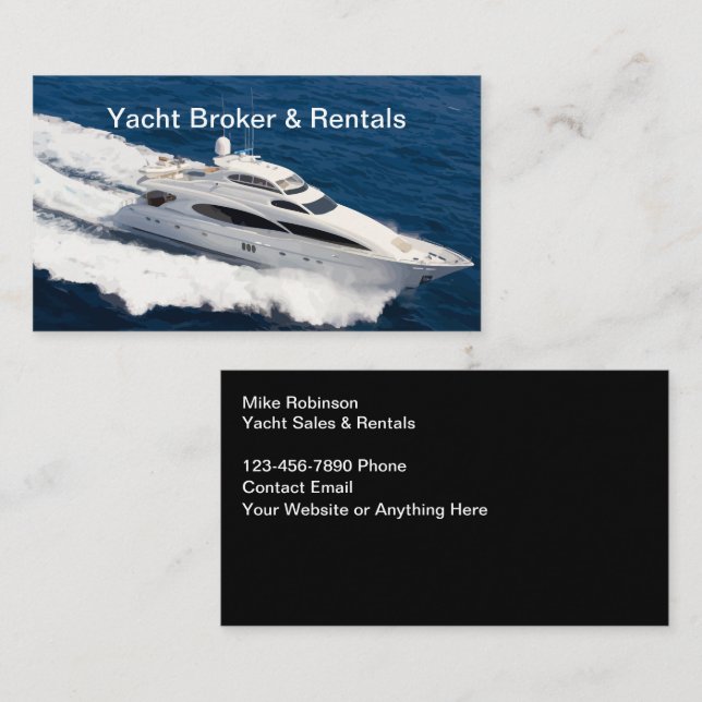 Courtier De Yacht Et Cartes de visite De Services  (Devant / Derrière)
