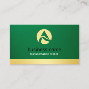 courtier en transport carte de visite vert & or
