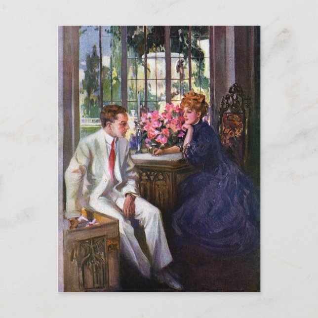 Courting Couple in Solarium Postkarte (Vorderseite)