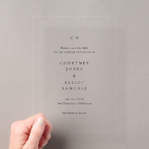 Courtney Monogram Elegant Wedding Save the Date Acryleinladungen