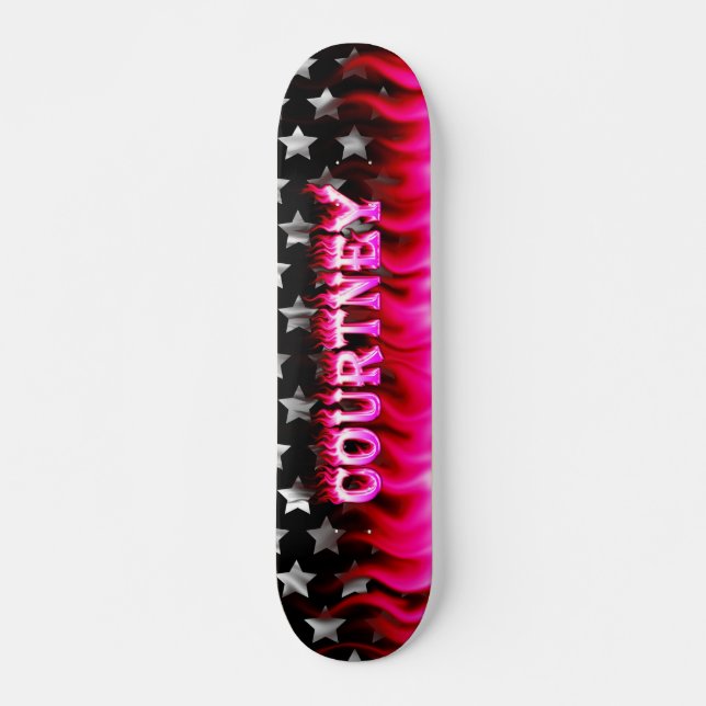 Courtney Skateboard-Rosafeuer und Flammenentwurf Skateboard (Vorne)