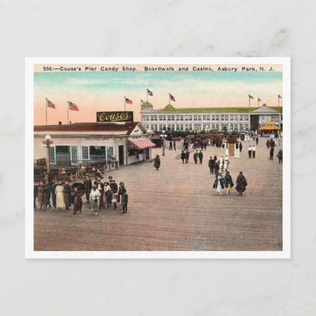 Couse's Pier, Candy Shop, Asbury Park NJ Postkarte (Vorderseite)