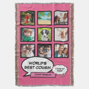 Cousin 9 Foto-Collage Comic-Book-Spaß Pink Decke