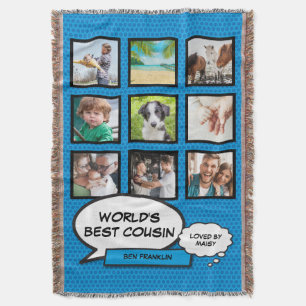 Cousin 9 Foto-Collage Comic-Heft Spaß Blau Decke