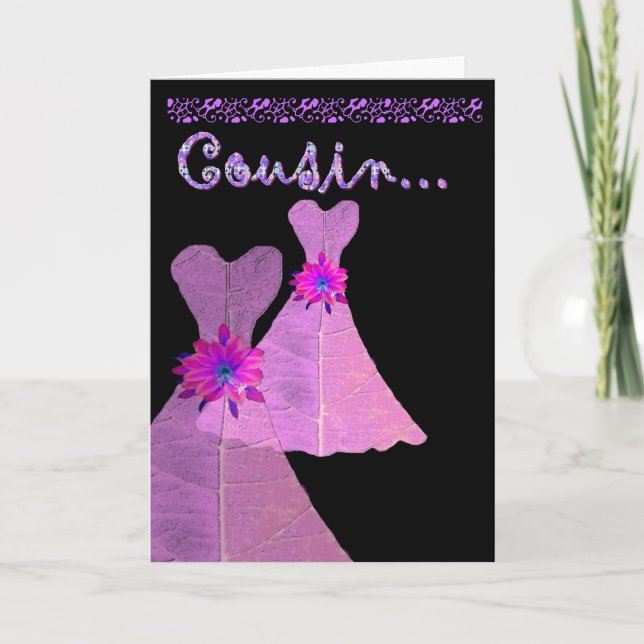 COUSIN Bridesmaid Einladung PINK Gown (Vorderseite)
