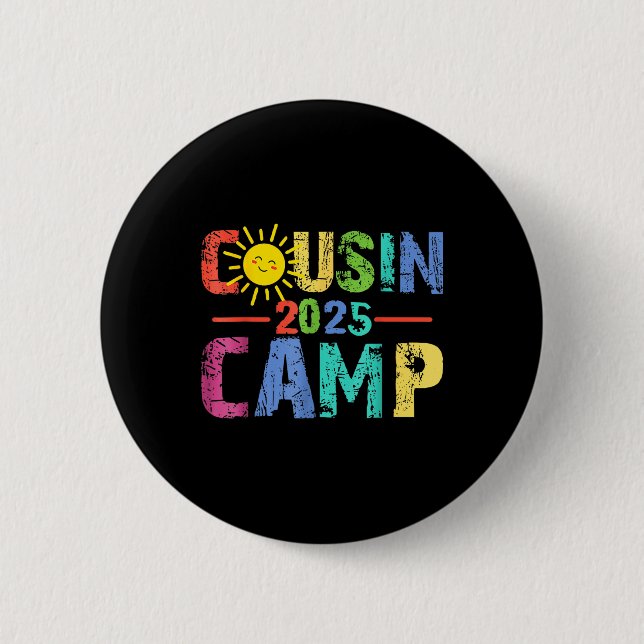 Cousin Camp 2025 Camping Campfire Sommerferien Button (Vorderseite)