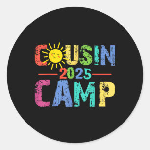 Cousin Camp 2025 Camping Campfire Sommerferien Runder Aufkleber
