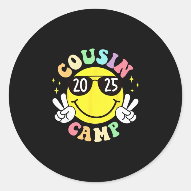 Cousin Camp 2025 Camping Campfire Summer Vacation  Runder Aufkleber (Vorderseite)
