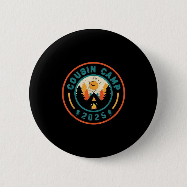 Cousin Camp 2025 Camping-Crew Lagerfeuer Sommerfer Button (Vorderseite)