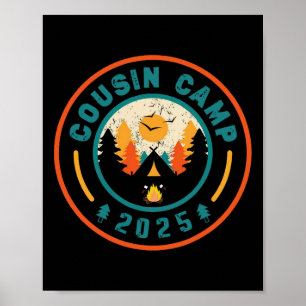 Cousin Camp 2025 Camping-Crew Lagerfeuer Sommerfer Poster