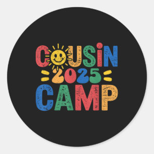 Cousin Camp 2025 Camping Lagerfeuer Sommerferien  Runder Aufkleber