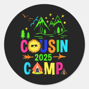 Cousin Camp 2025 Camping Lagerfeuer Sommerferien  Runder Aufkleber