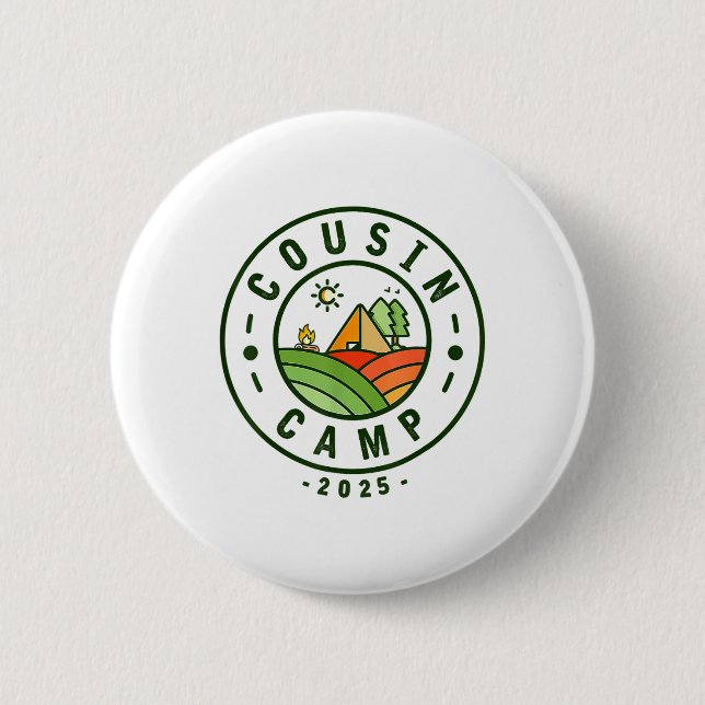 Cousin Camp 2025 Camping-Stamm Sommerferien  Button (Vorderseite)