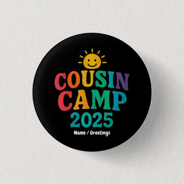 Cousin Camp 2025 Sommerurlaub Spaß Camping Button (Vorderseite)