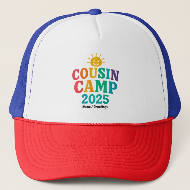 Cousin Camp 2025 Sommerurlaub Spaß Camping Truckerkappe (Vorderseite)