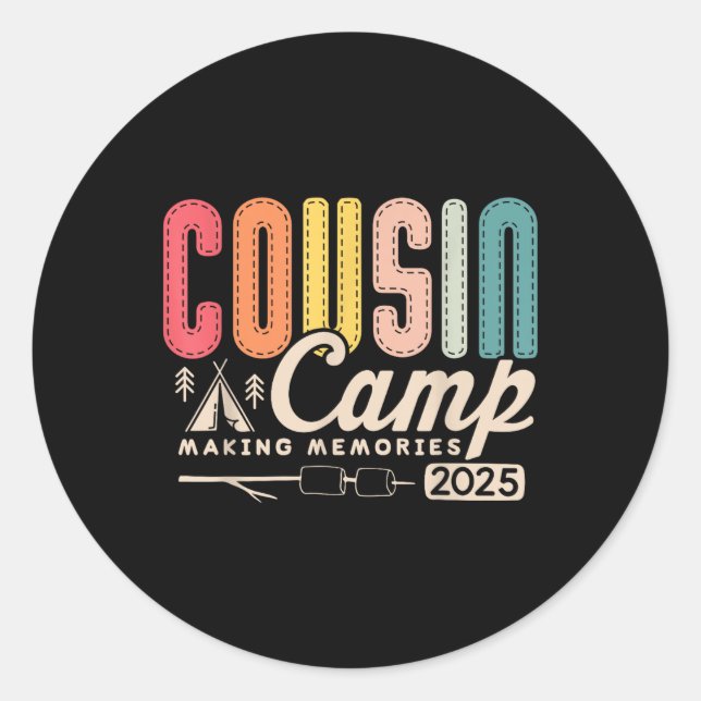 Cousin Camp Crew 2025 Erinnerungen Familienurlaub Runder Aufkleber (Vorderseite)