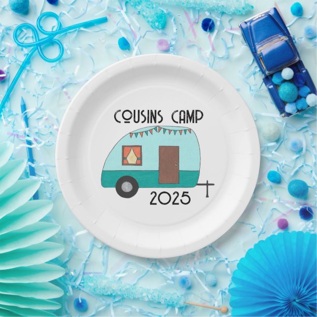 Cousin Camp Retro Camper Pappteller (Party)