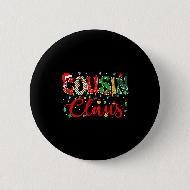 Cousin Claus Christmas Lights Pajama Family Matchi Button (Vorderseite)