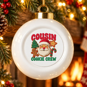 Cousin Cookie Crew Weihnachten Santa Lebkuchen Keramik Kugel-Ornament