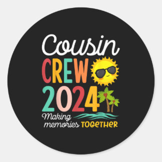 Cousin Crew 2024 Sommerferien Beach Familienausflu Runder Aufkleber