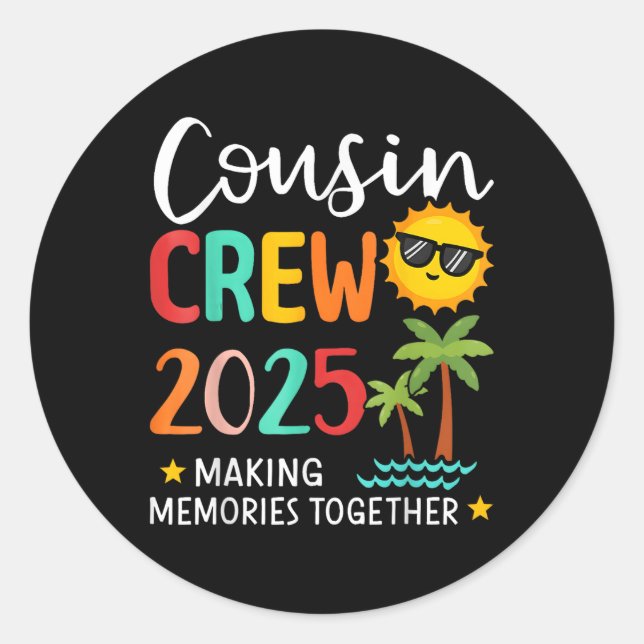 Cousin Crew 2025 Erinnerungen Sommerferien Runder Aufkleber (Vorderseite)