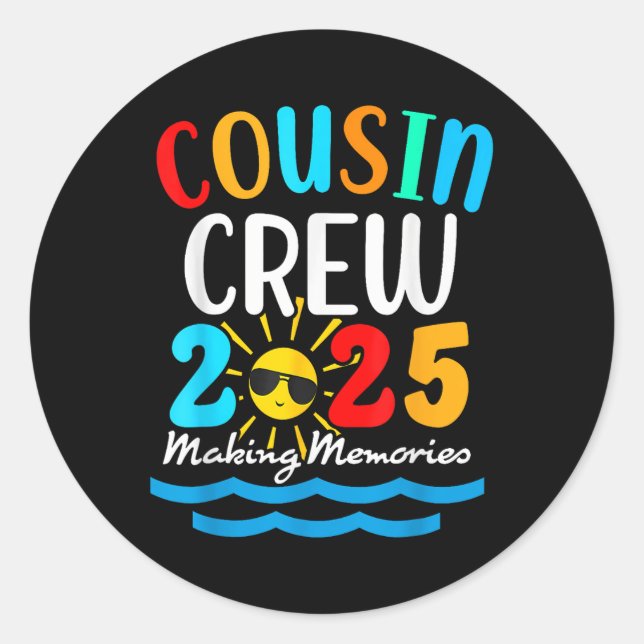 Cousin Crew 2025 Sommerferien Beach Familienausflu Runder Aufkleber (Vorderseite)