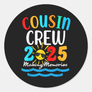 Cousin Crew 2025 Sommerferien Beach Familienausflu Runder Aufkleber