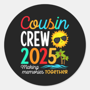Cousin Crew 2025 Sommerferien Beach Familienausflu Runder Aufkleber