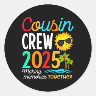 Cousin Crew 2025 Sommerferien Beach Familienausflu Runder Aufkleber