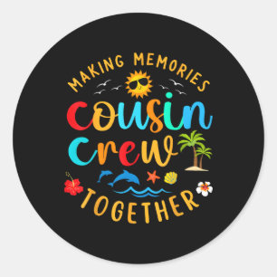 Cousin Crew 2025 Sommerferien Beach Familienausflu Runder Aufkleber