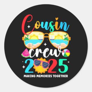 Cousin Crew 2025 Sommerferien Beach Familienausflu Runder Aufkleber