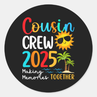 Cousin Crew 2025 Sommerferien Beach Familienausflu Runder Aufkleber