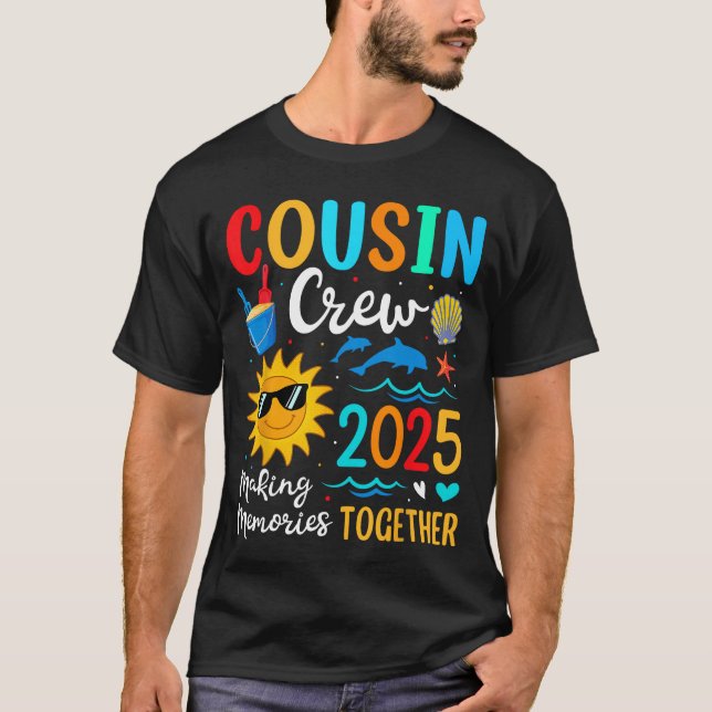 Cousin Crew 2025 Sommerferien Beach Familienausflu T-Shirt (Vorderseite)