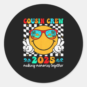 Cousin Crew 2025 Sommerferien Strand Familienurlau Runder Aufkleber
