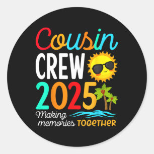 Cousin Crew 2025 Sommerferien Strandfamilienreise Runder Aufkleber