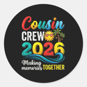 Cousin-Crew 2026 Sommerferien Strandfamilienreise Runder Aufkleber