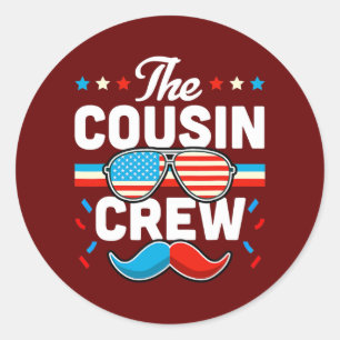 Cousin Crew 4. Juli Patriotische amerikanische Fam Runder Aufkleber
