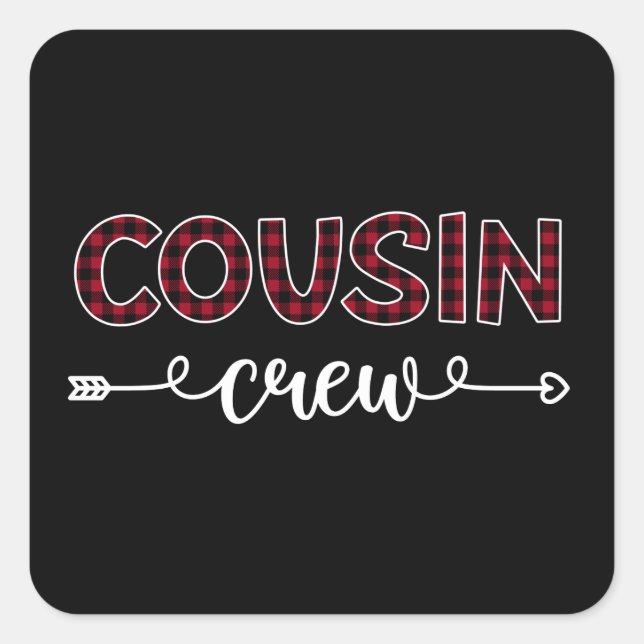 Cousin Crew Buffalo Karierte Muster Weihnachtsferi Quadratischer Aufkleber (Vorderseite)