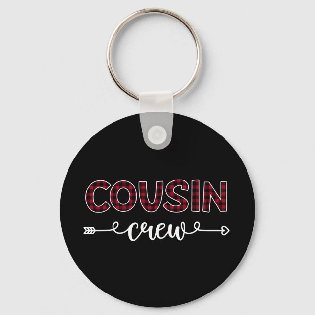 Cousin Crew Buffalo Karierte Muster Weihnachtsferi Schlüsselanhänger (Vorderseite)