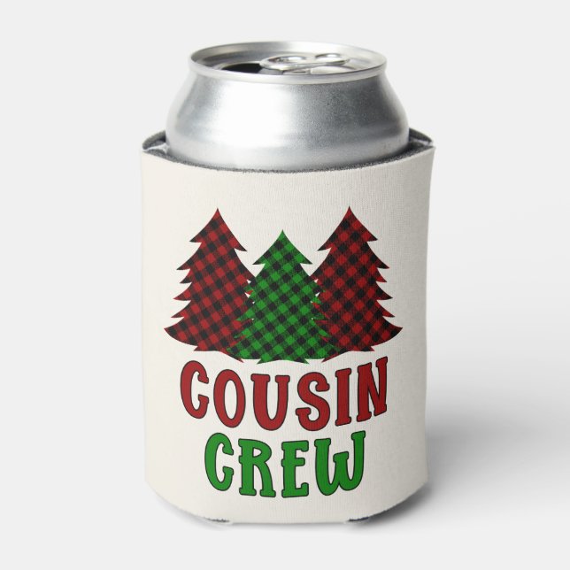 Cousin Crew Buffalo Karierter Weihnachtsbaum Dosenkühler (Kanne Vorderseite)