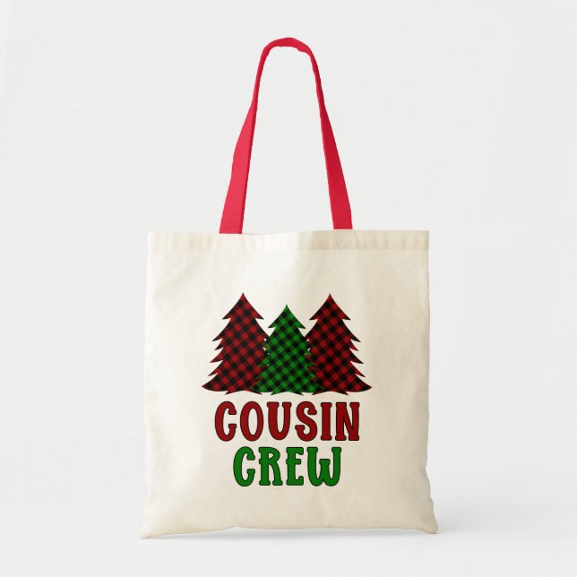 Cousin Crew Buffalo Karierter Weihnachtsbaum Tragetasche (Vorne)