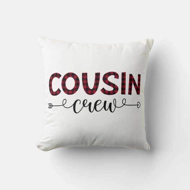 Cousin Crew Buffalo Kariertes Muster Weihnachten Kissen (Vorderseite)