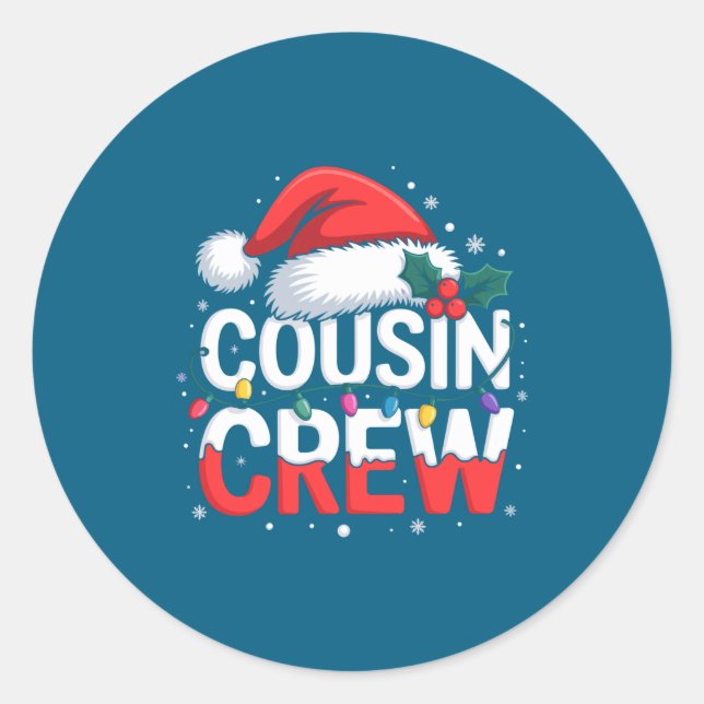 Cousin Crew Christmas Reindeer Antlers Hat Lights  Runder Aufkleber (Vorderseite)