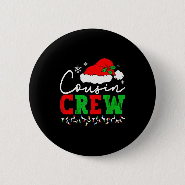 Cousin Crew Christmas Xmas Lights Family Matching  Button (Vorderseite)