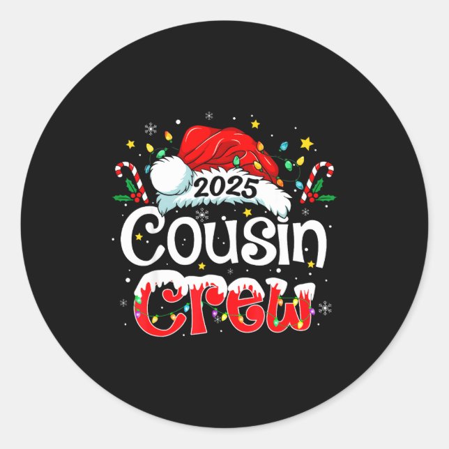Cousin Crew Christmas Xmas Lights Family Matching  Runder Aufkleber (Vorderseite)