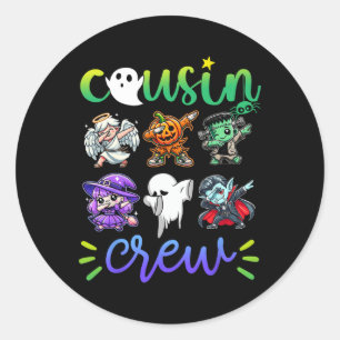 Cousin Crew Dabbing Halloween Boys Skeleton Zombie Runder Aufkleber
